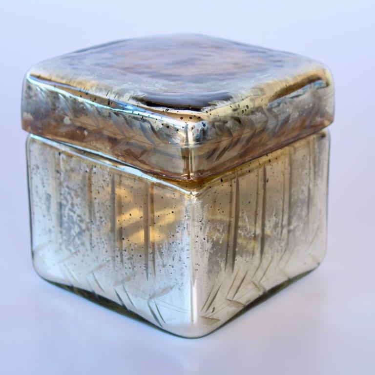 Silver Glass Box With Lid